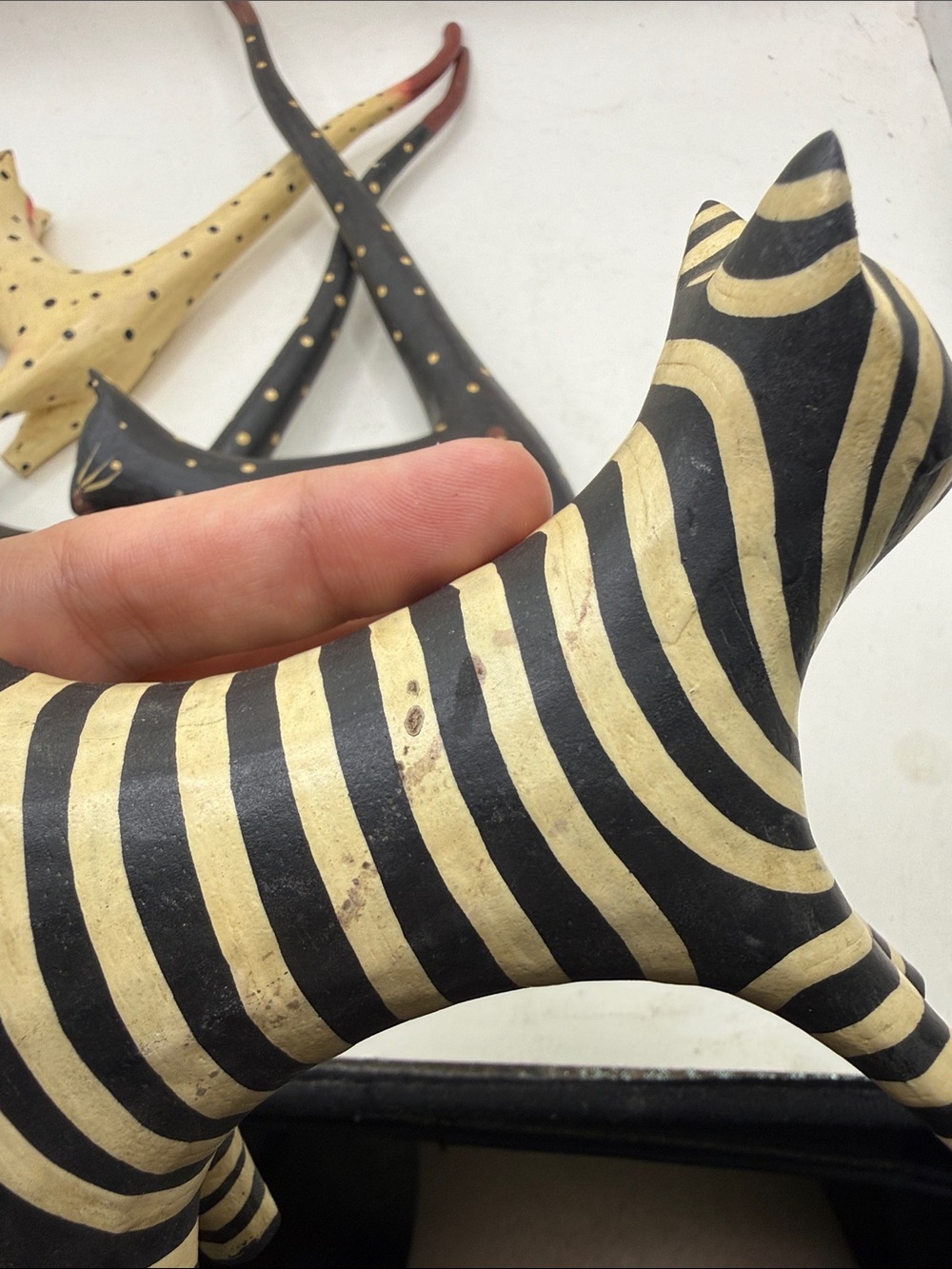 Vtg Hand Carve Bali Wood Long Tail Cat Figurine Set 4 Folk Art Decor Collectible - Picture 14 of 16